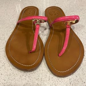 Tory Burch sandals - hot pink with gold embellishment